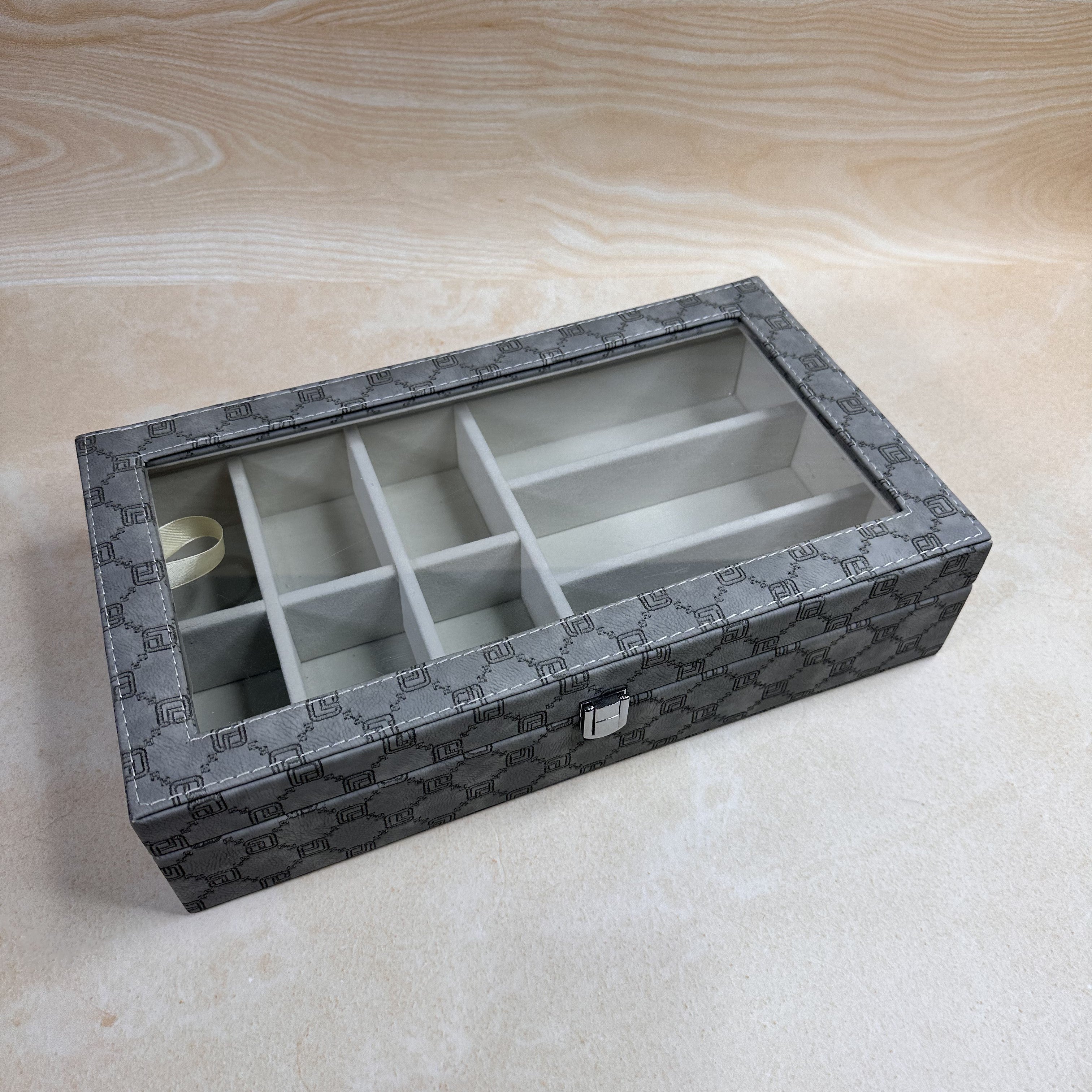 9 Slot Accessory Organiser Box With Glass Top
