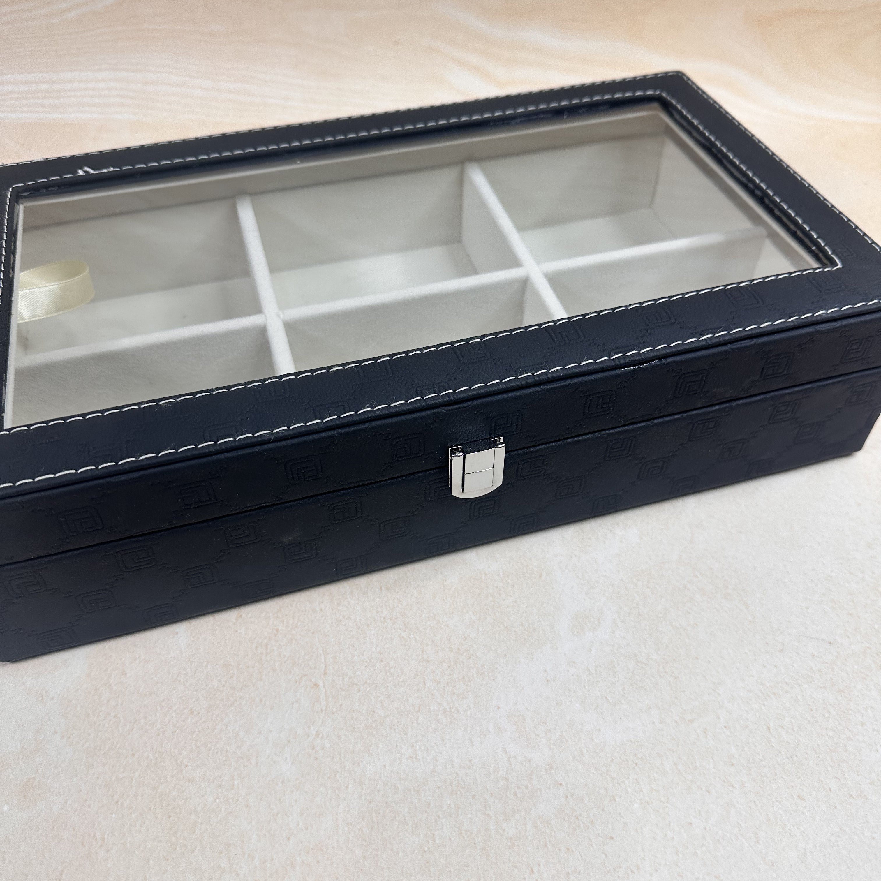 Premium 6 Slot Belt Box With Glass Top
