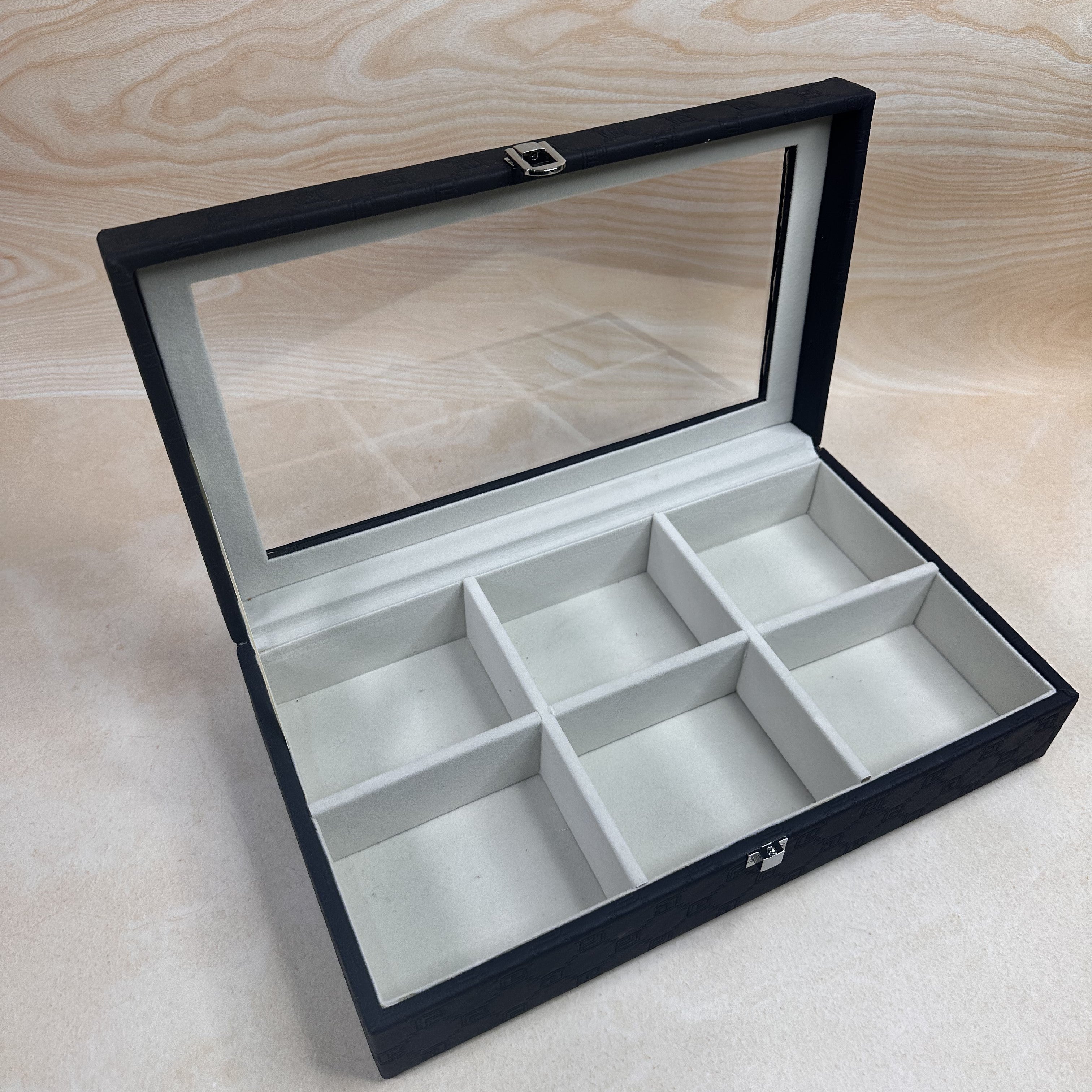 Premium 6 Slot Belt Box With Glass Top