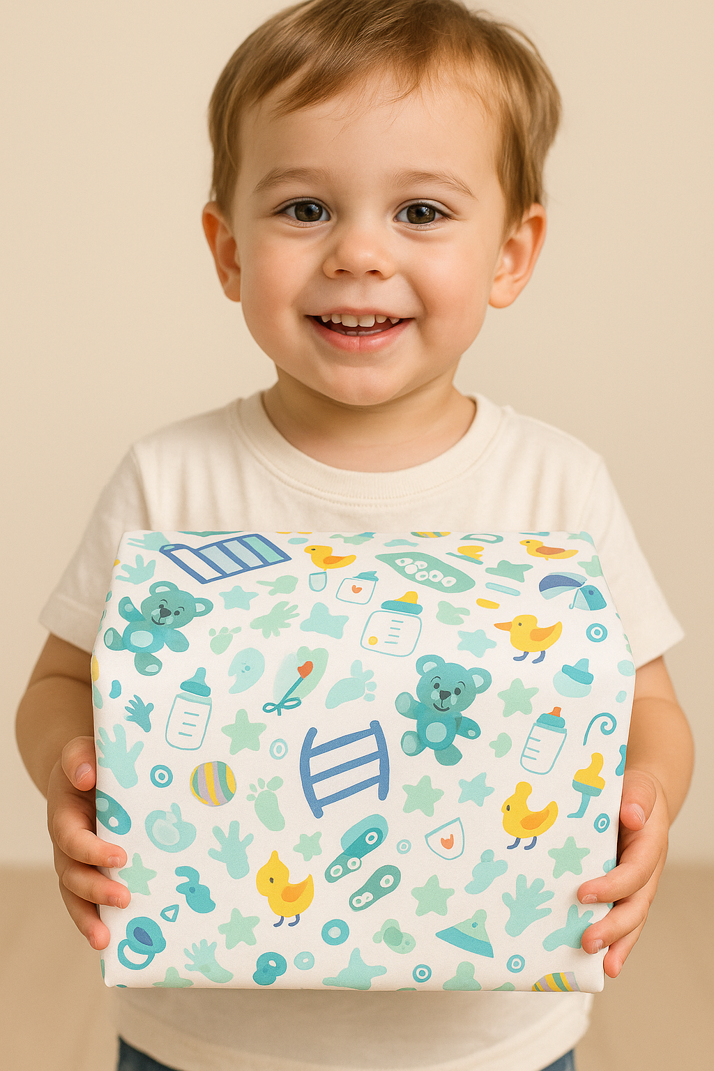 Newborn Gift Wrapping Sheet – Baby Theme Design.