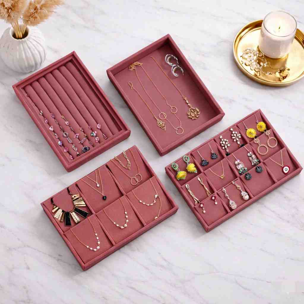 Luxury Velvet Jewellery Tray Set – 4-in-1