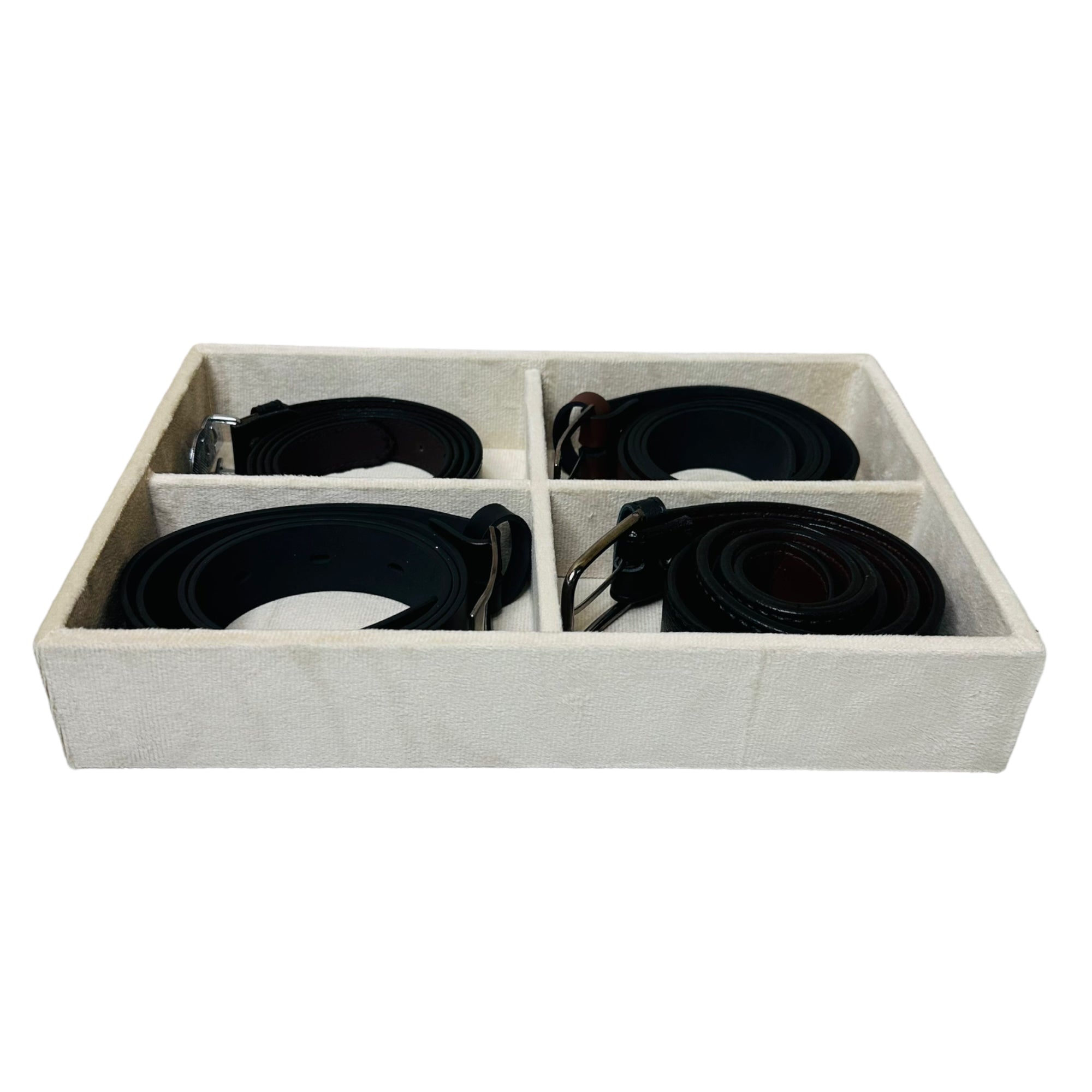 4 Slot Velvet Belt Tray