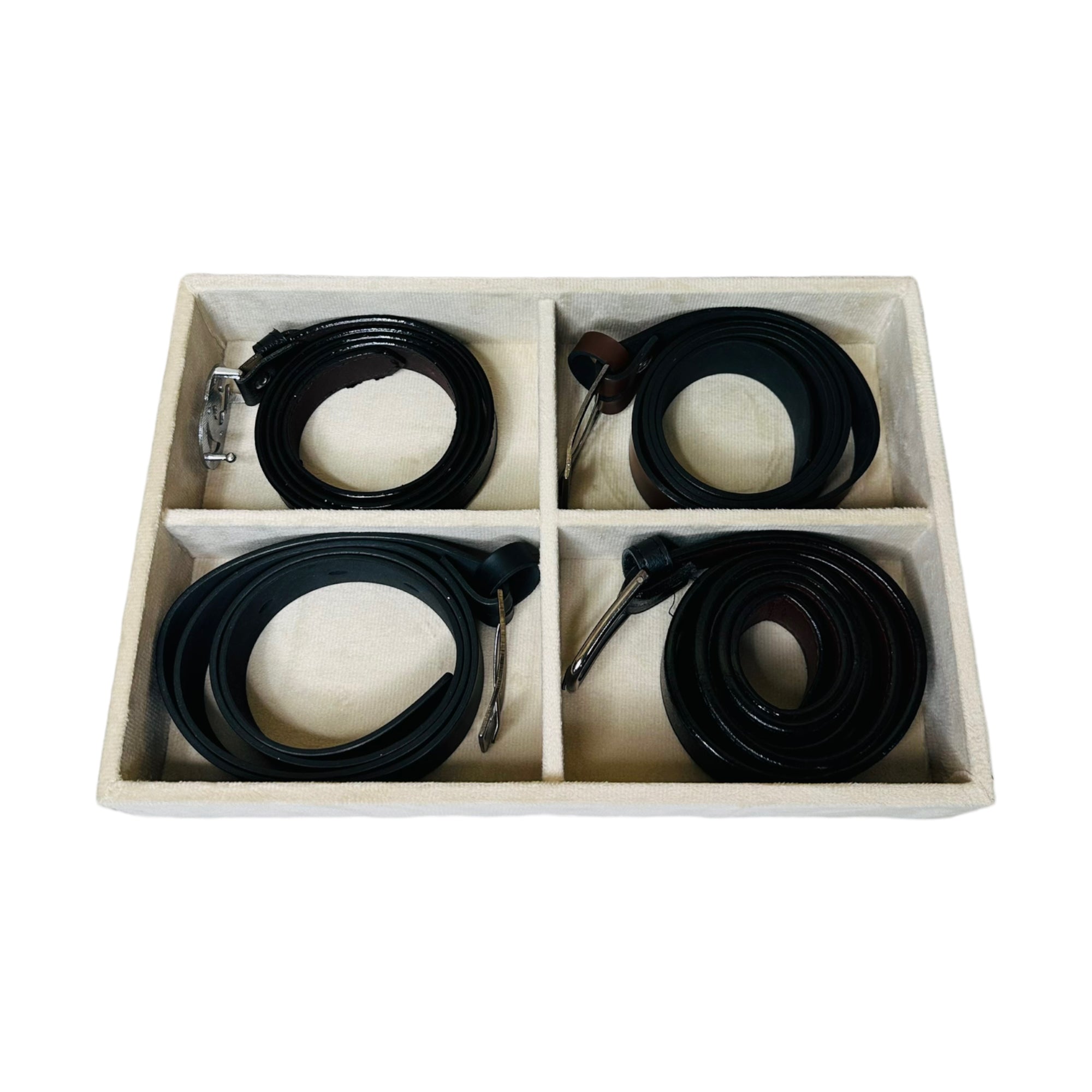 4 Slot Velvet Belt Tray