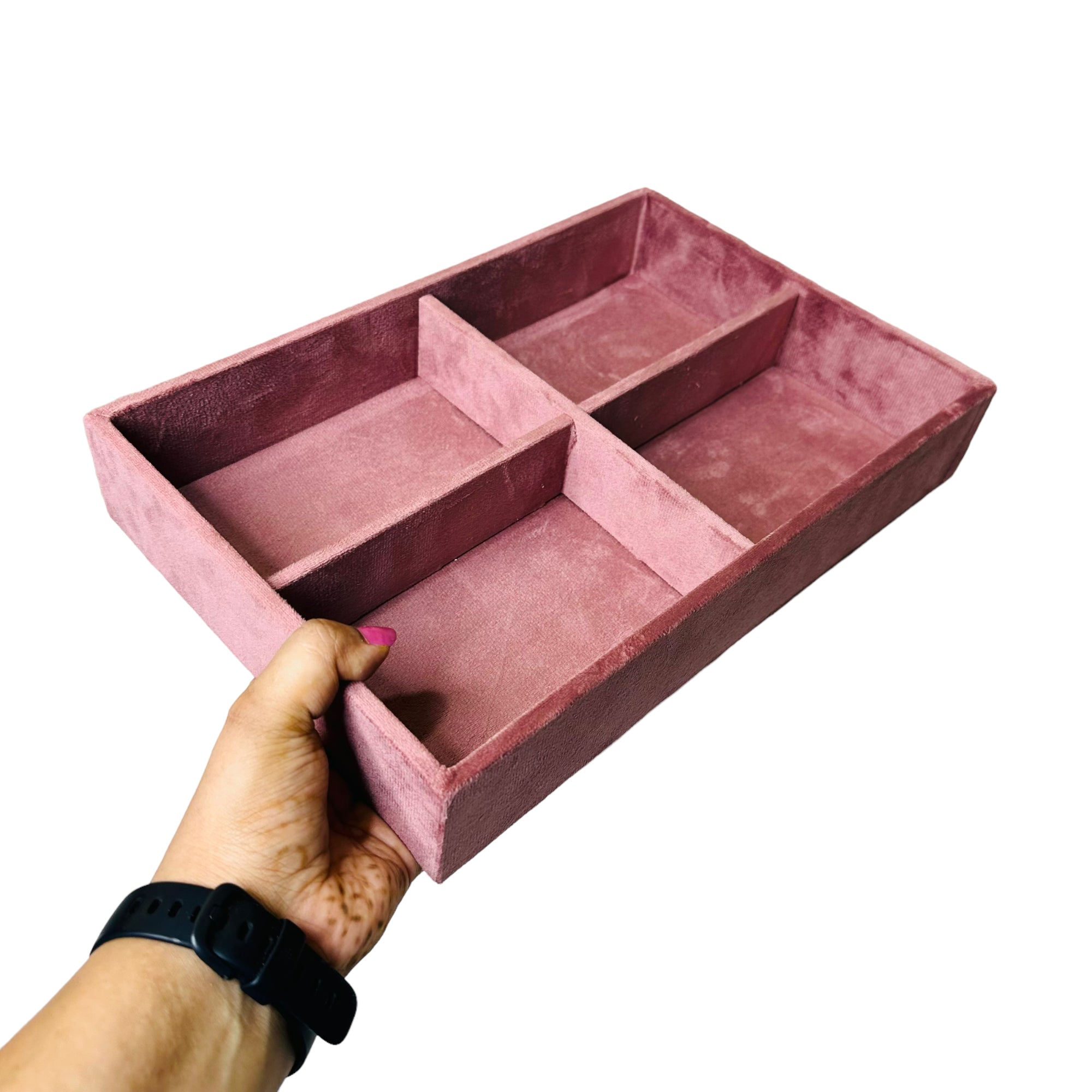 4 Slot Velvet Belt Tray