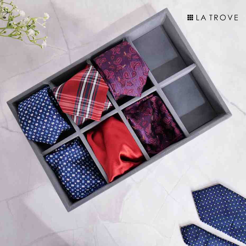 8 Slot Tie & Pocket Square Tray