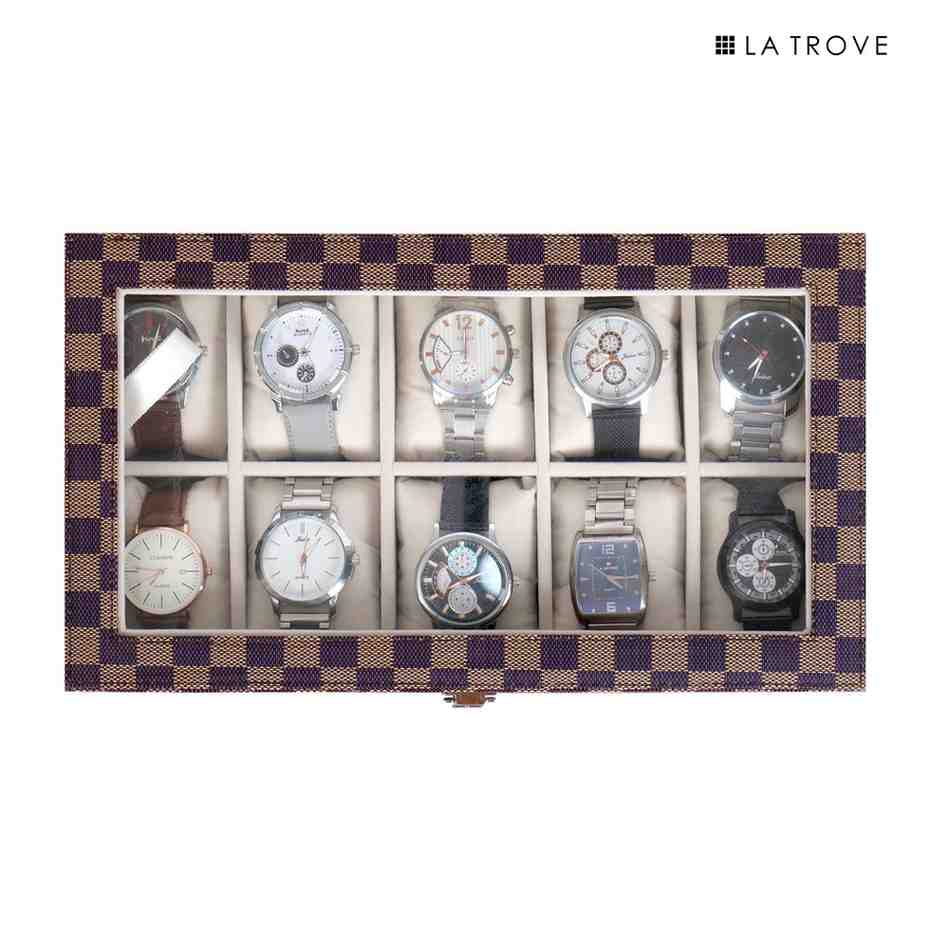10 Slot Watch Box (With Glass Top)