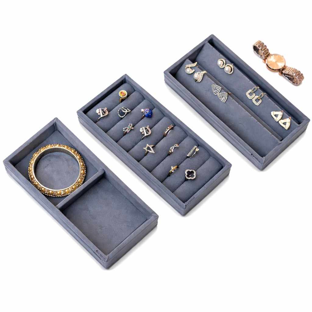 Mini Jewellery Tray Set – Ring, Earring & 2 Grid Organizer
