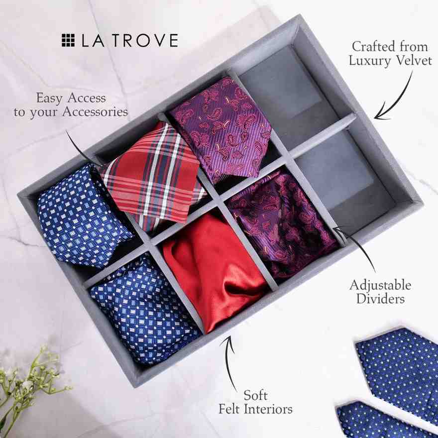 8 Slot Tie & Pocket Square Tray