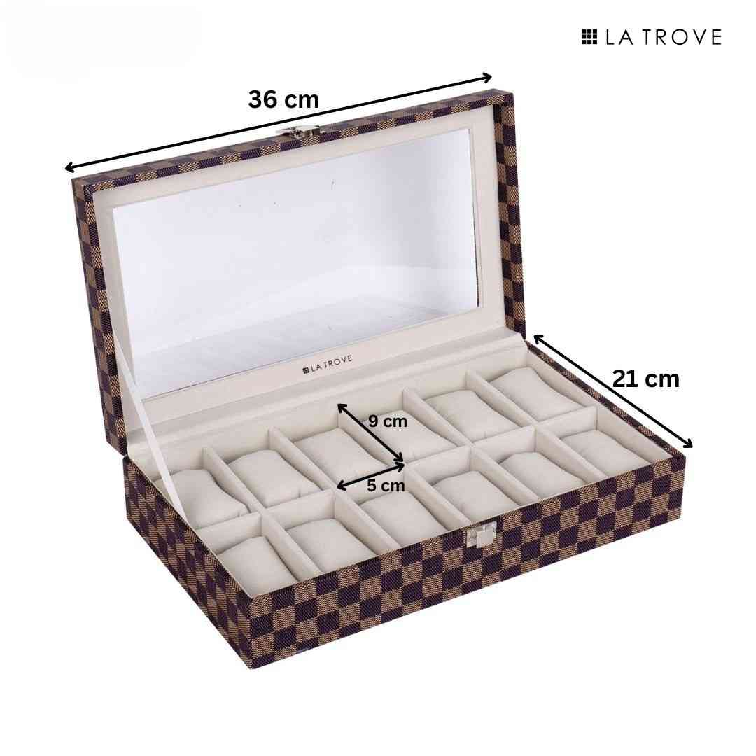 12 Slot Watch Box ( With Glass Top)
