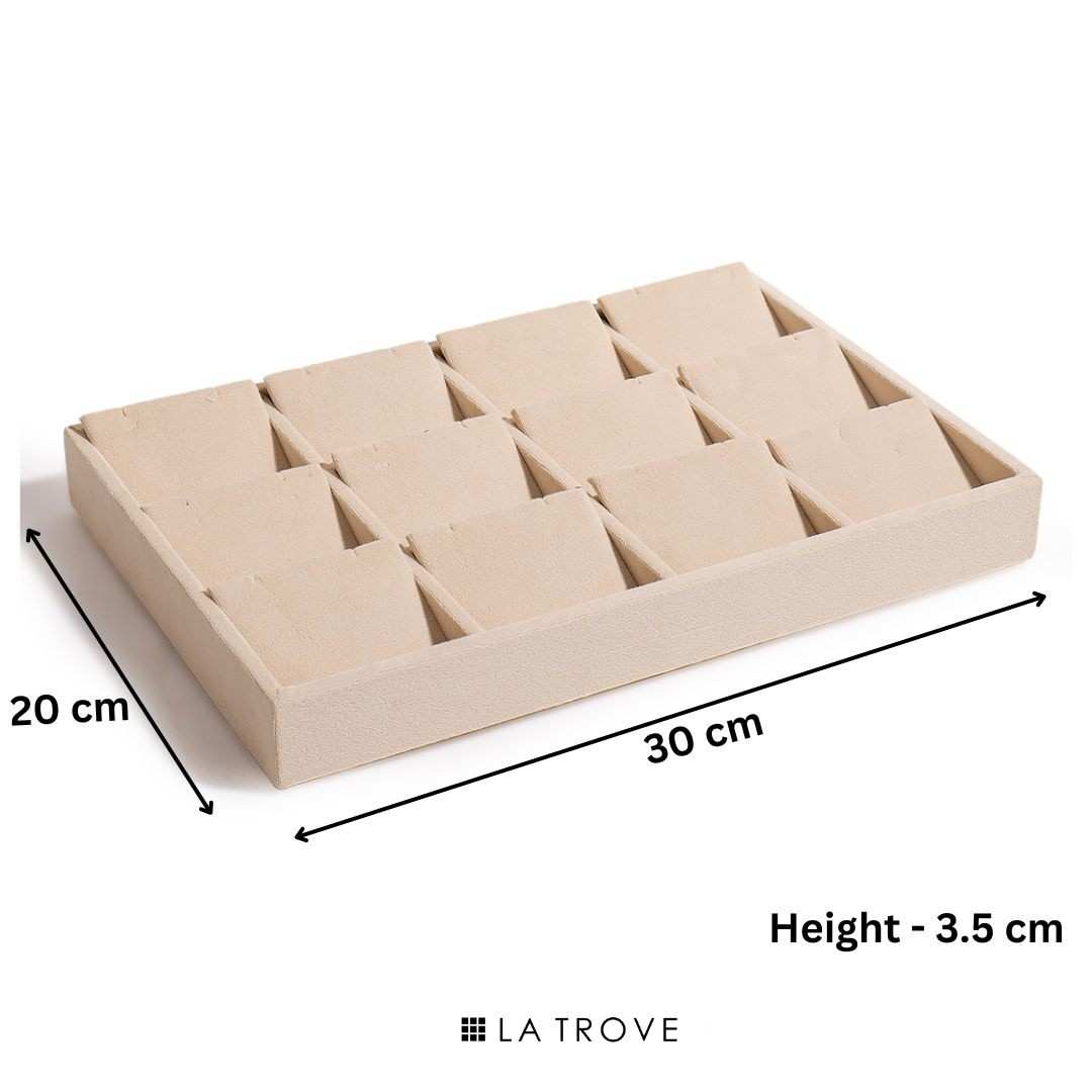 Dimensions of La Trove 10 Slot Bracelet Tray Organiser measuring 30 × 20 × 3.5 cm for bracelet, bangle and jewellery storage