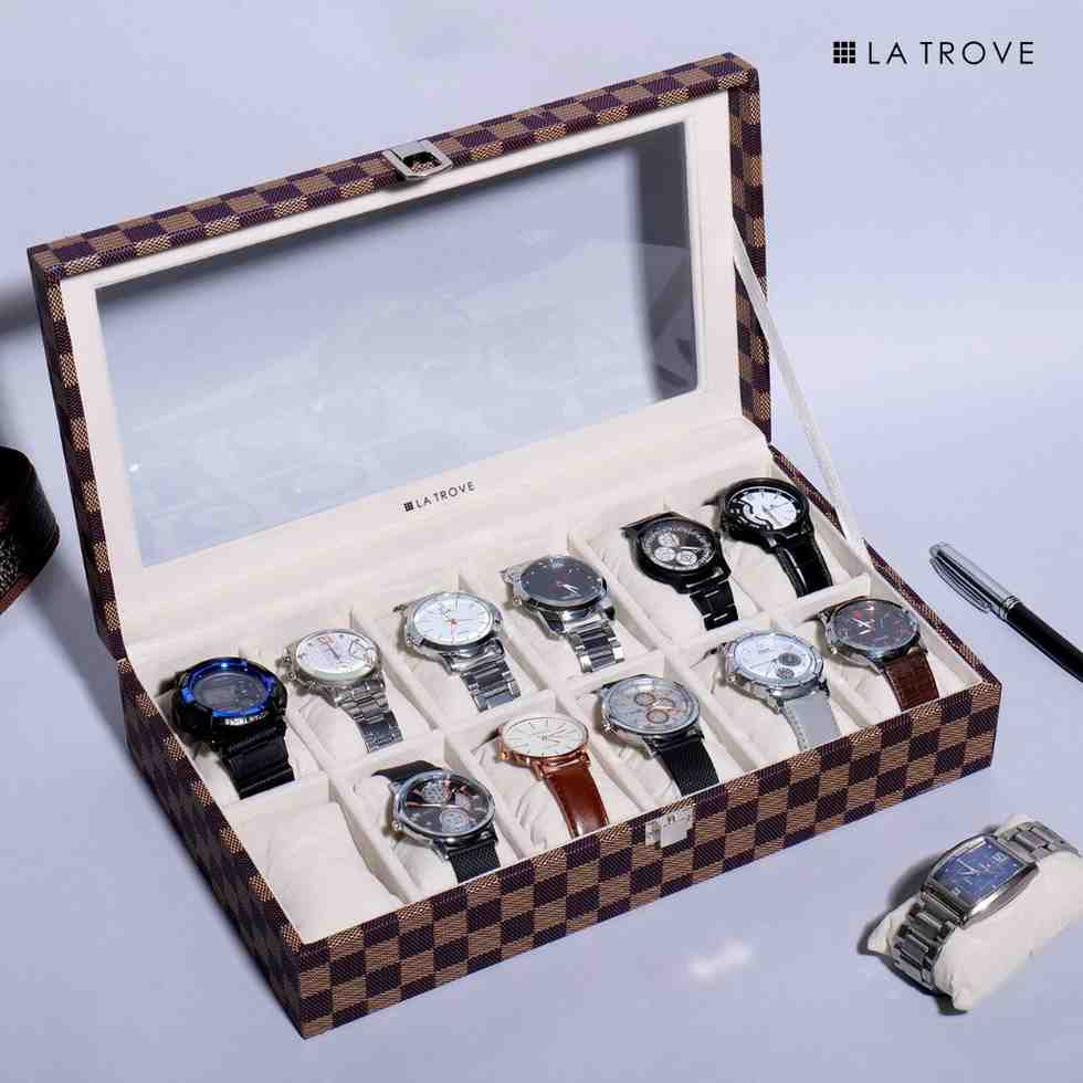 12 Slot Watch Box ( With Glass Top)