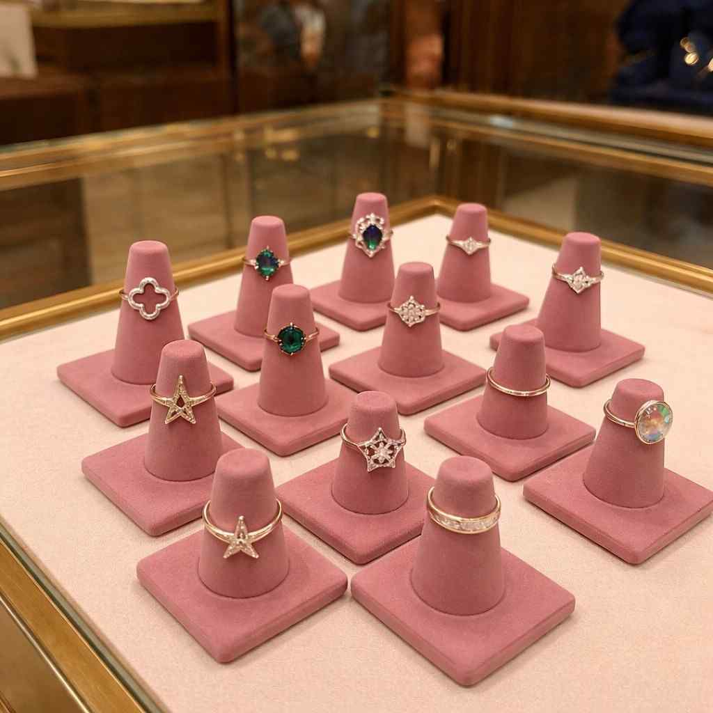 Premium Velvet Finger Ring Holder Stand