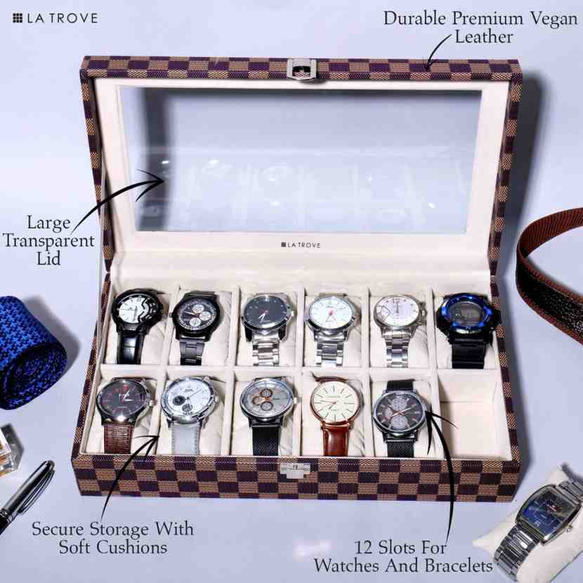 12 Slot Watch Box ( With Glass Top)