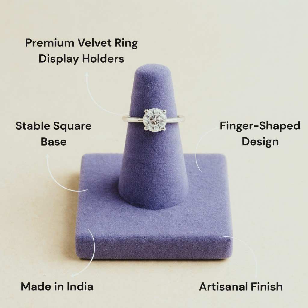 Premium Velvet Finger Ring Holder Stand