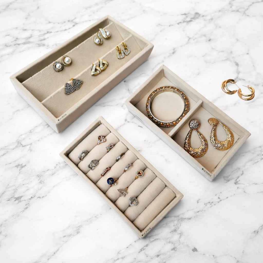 Mini Jewellery Tray Set – Ring, Earring & 2 Grid Organiser