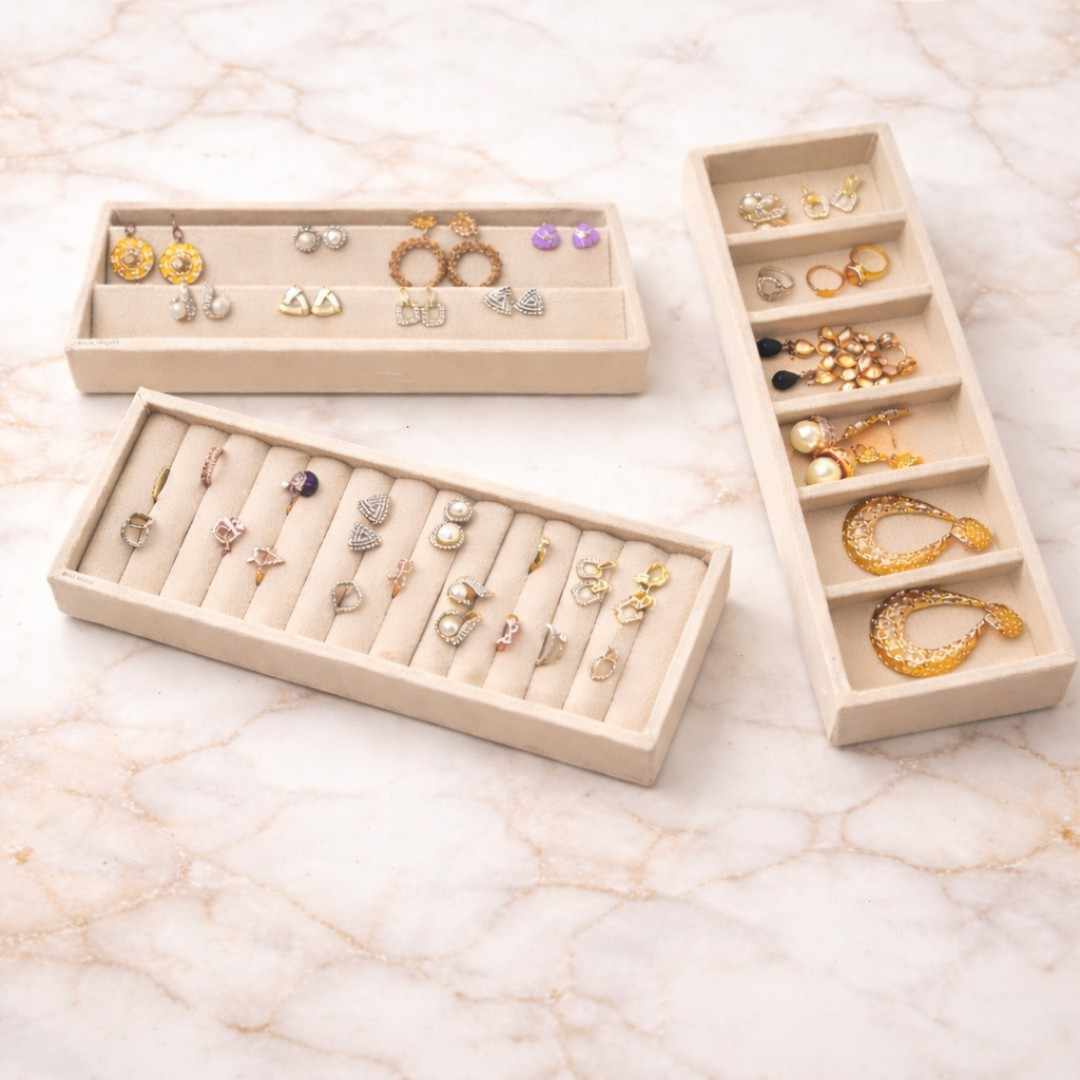 Jewellery Tray Combo for Earrings, Rings & 6 Grid Organiser
