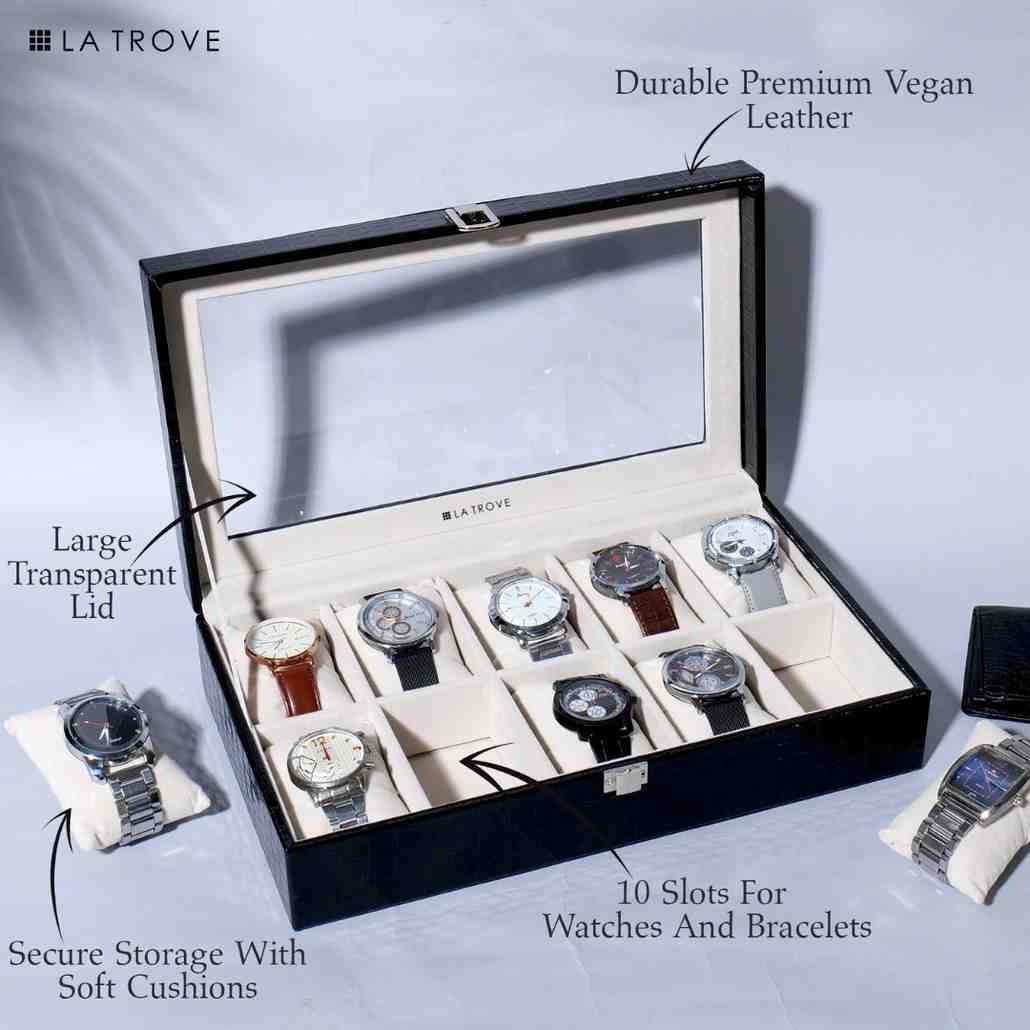 10 Slot Watch Box (With Glass Top)