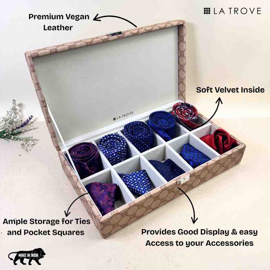 Designer 10 Slot Tie & Pocket Square Box