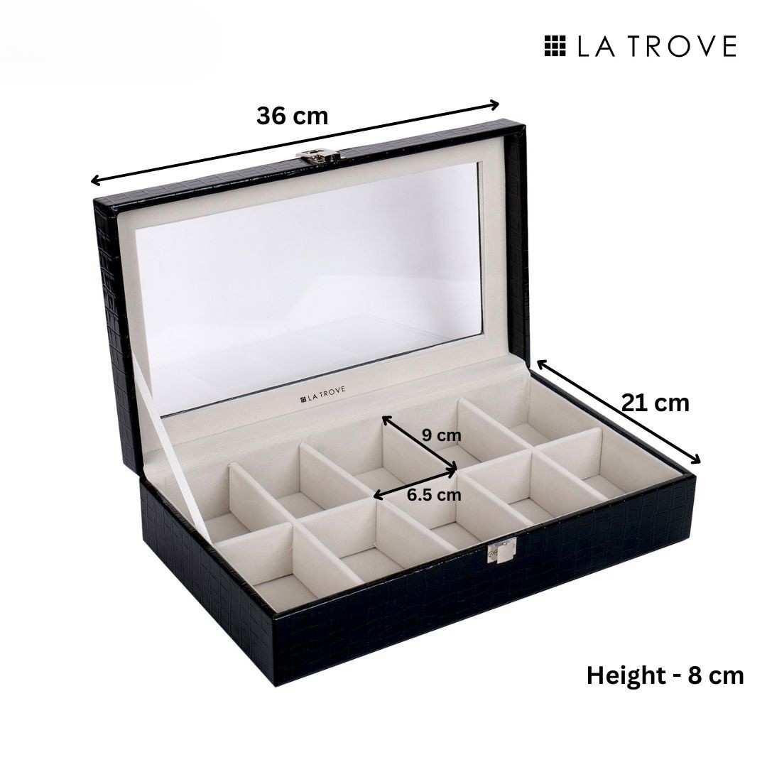10 Slot Watch Box (With Glass Top)