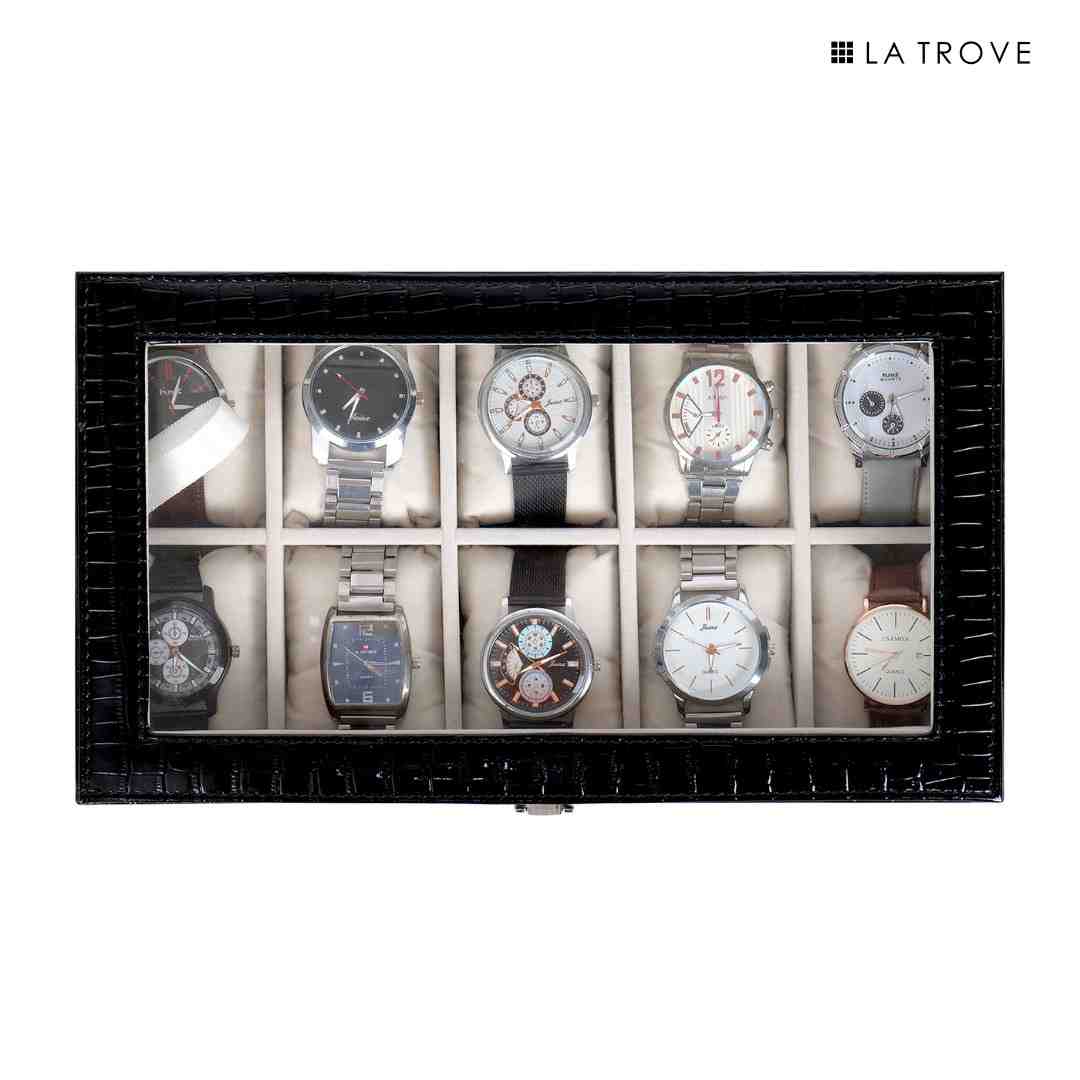 10 Slot Watch Box (With Glass Top)