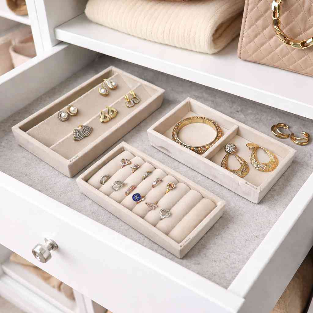 Mini Jewellery Tray Set – Ring, Earring & 2 Grid Organiser