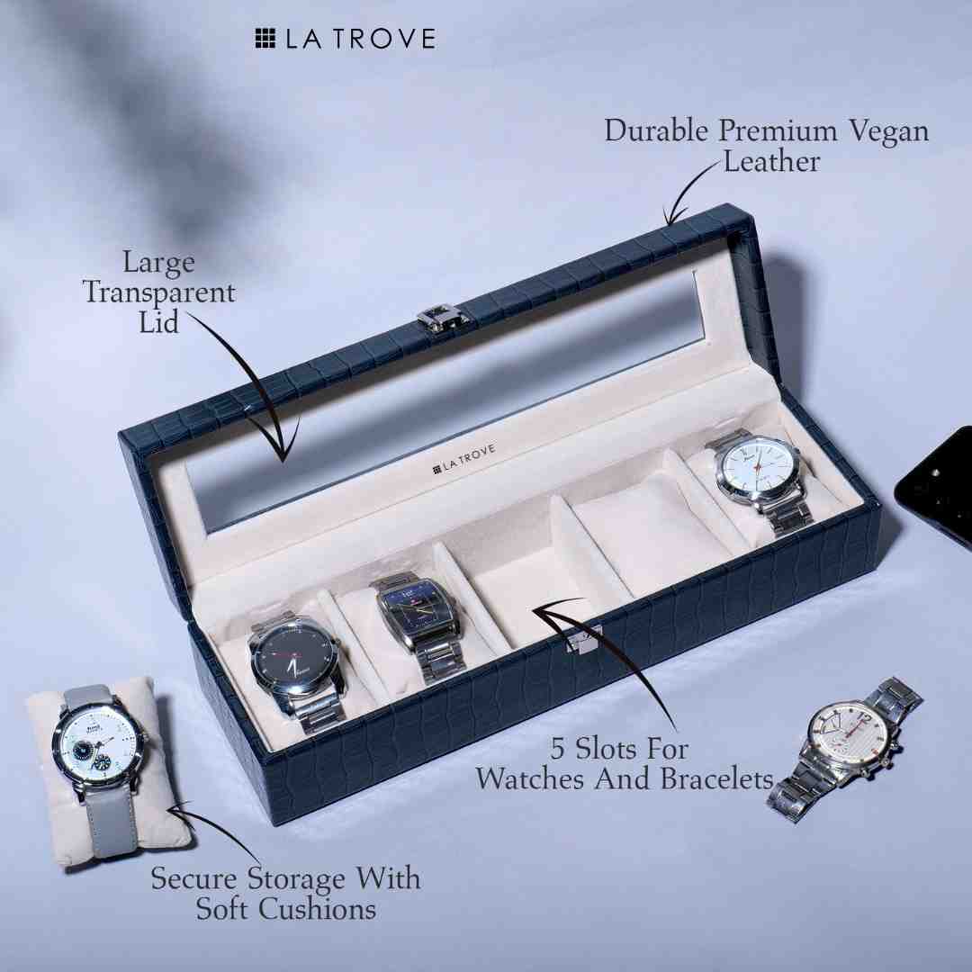 5 Slot Watch Box (With Glass Top)