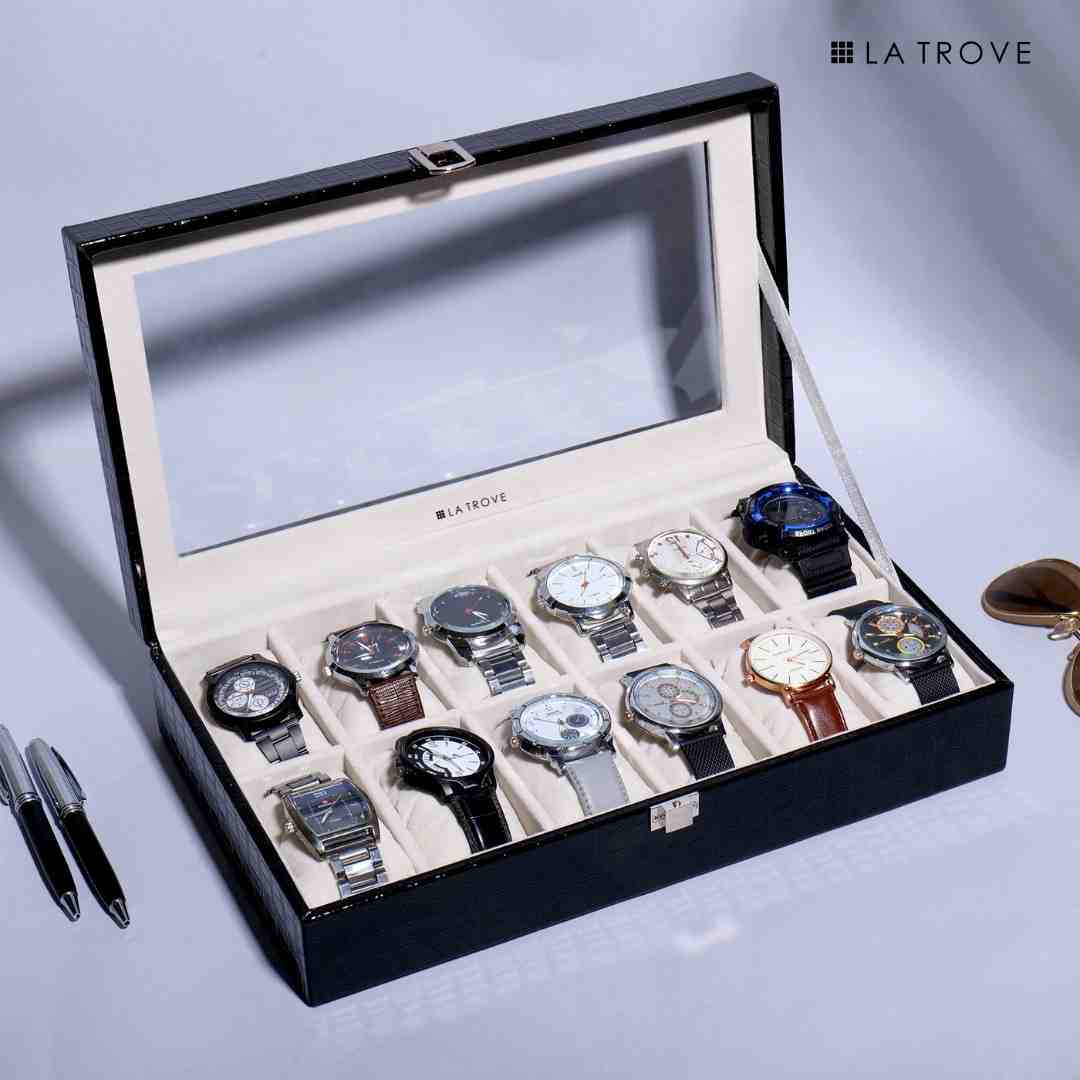 12 Slot Watch Box ( With Glass Top)