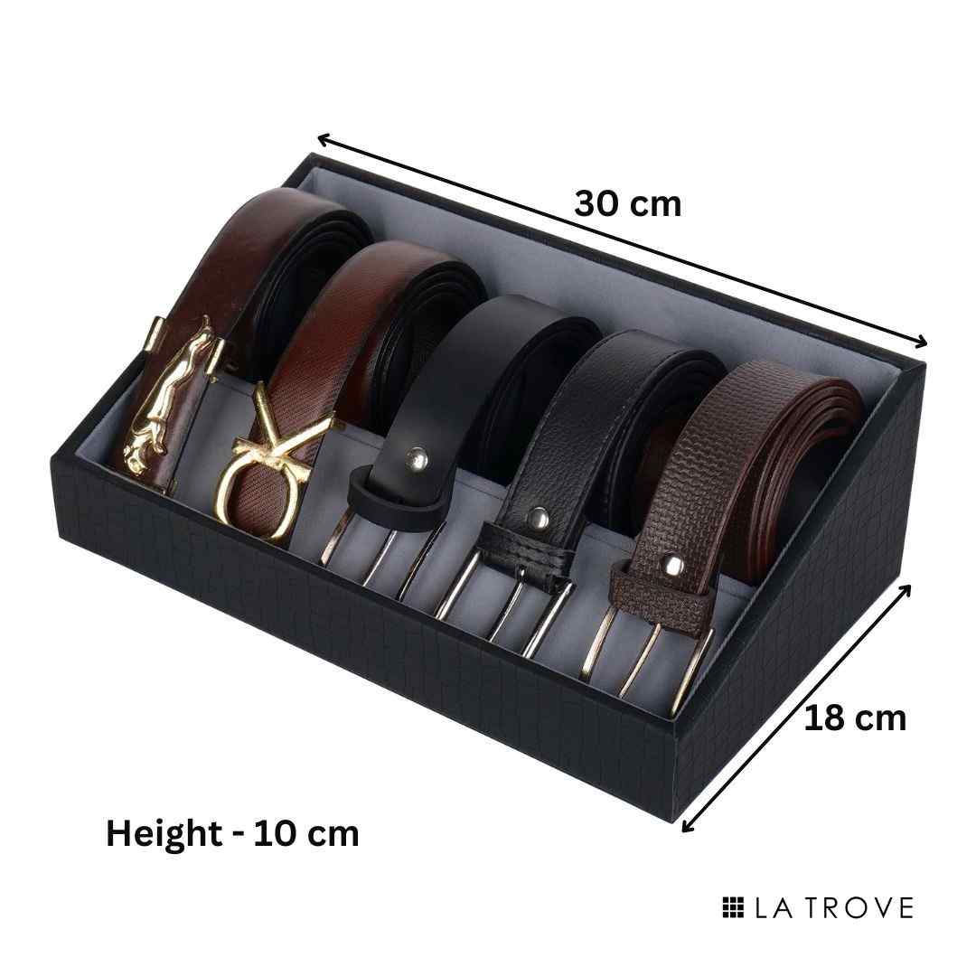 5 Slot Luxury Vegan Leather Belt Tray