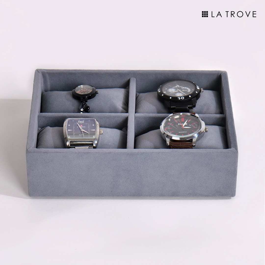 4 Slot Watch Tray Organiser for Drawer & Dresser – Premium Velvet Storage