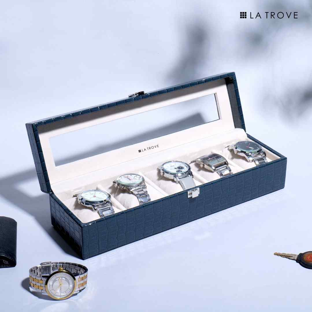 5 Slot Watch Box (With Glass Top)