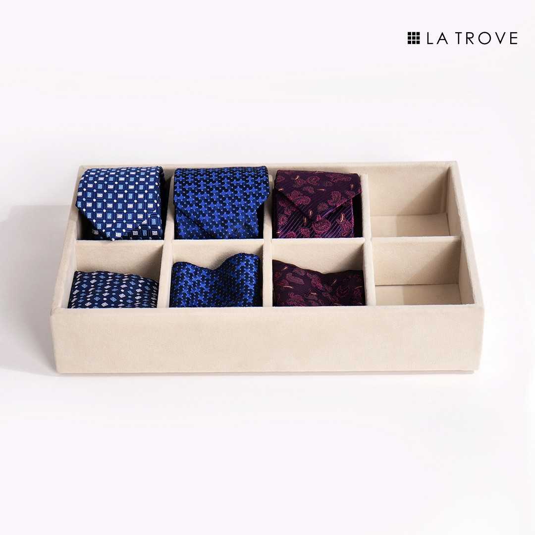8 Slot Tie & Pocket Square Tray