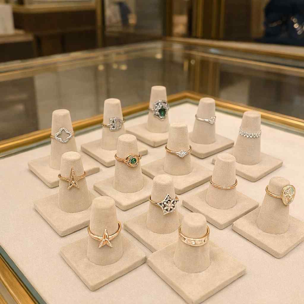 Premium Velvet Finger Ring Holder Stand