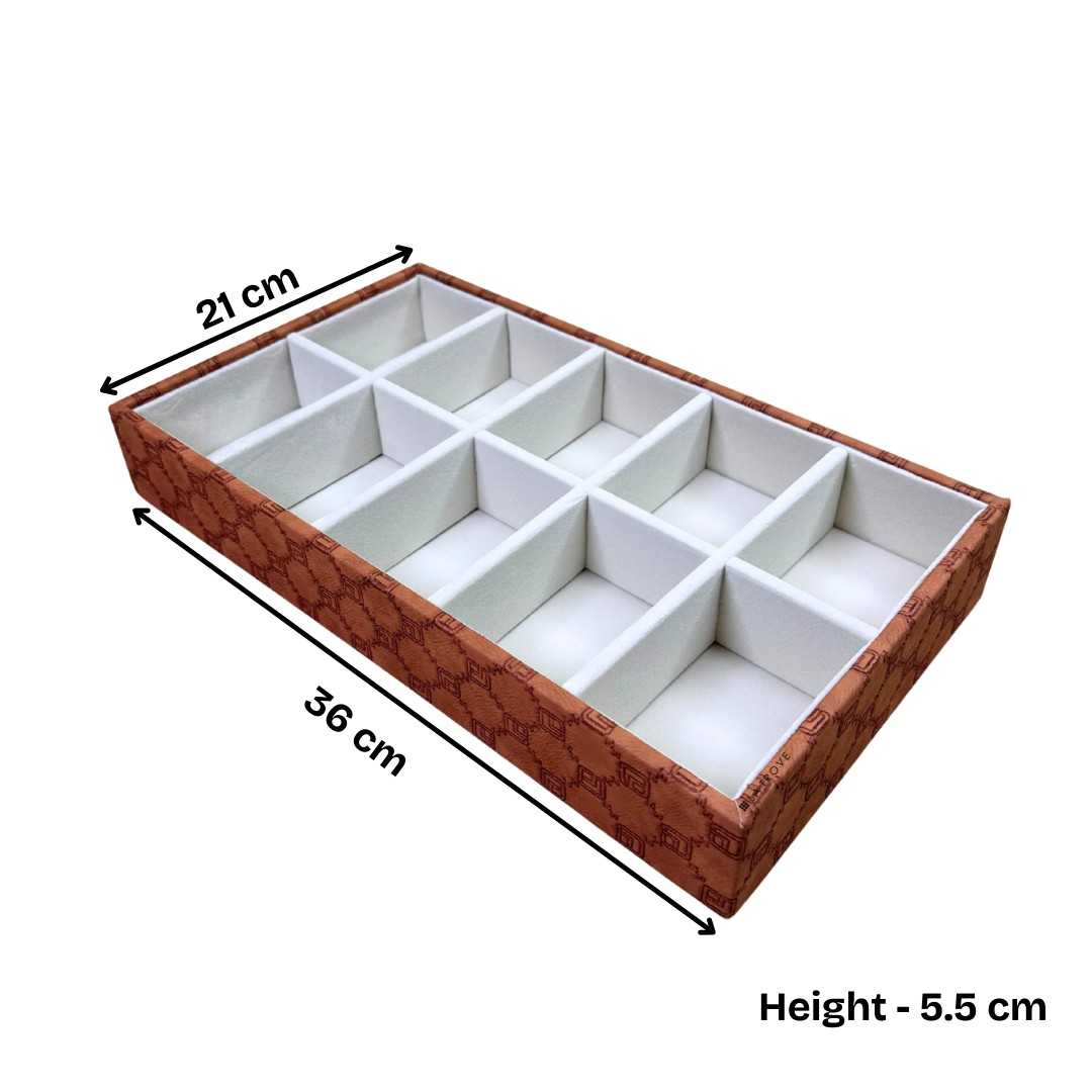 Designer 10-Slot Tie & Pocket Square Organiser Tray