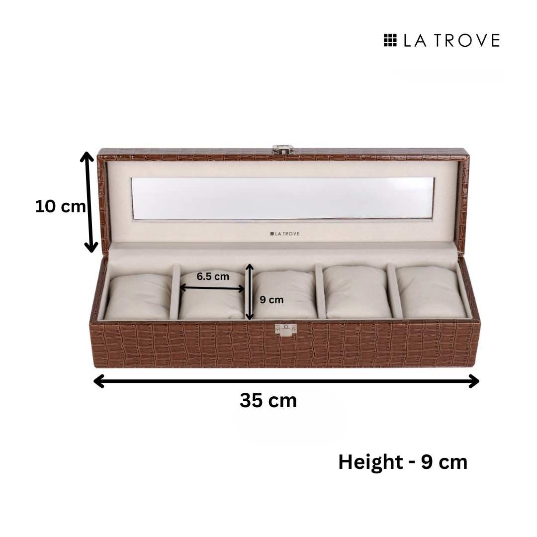 5 Slot Watch Box (With Glass Top)