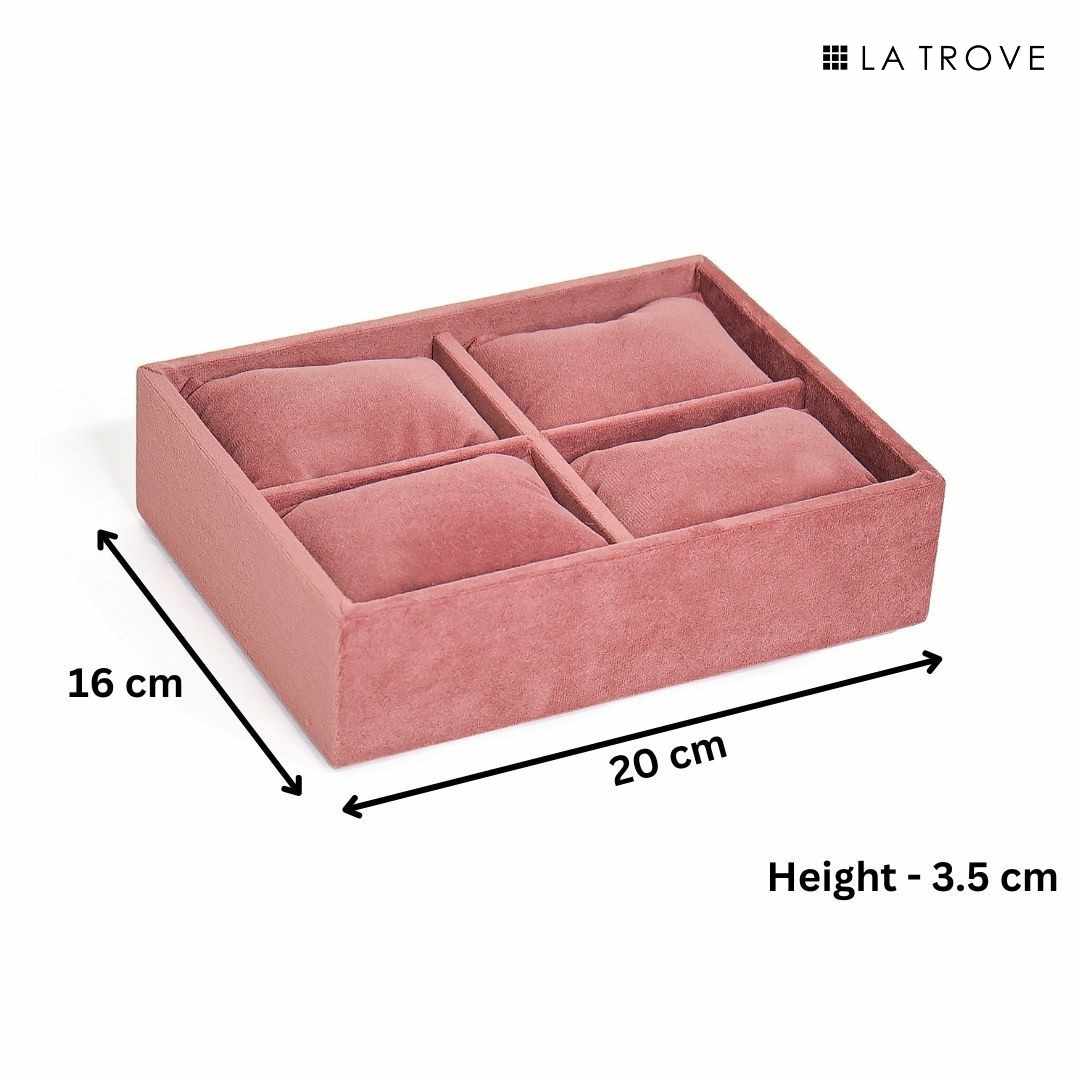 4 Slot Watch Tray Organiser for Drawer & Dresser – Premium Velvet Storage