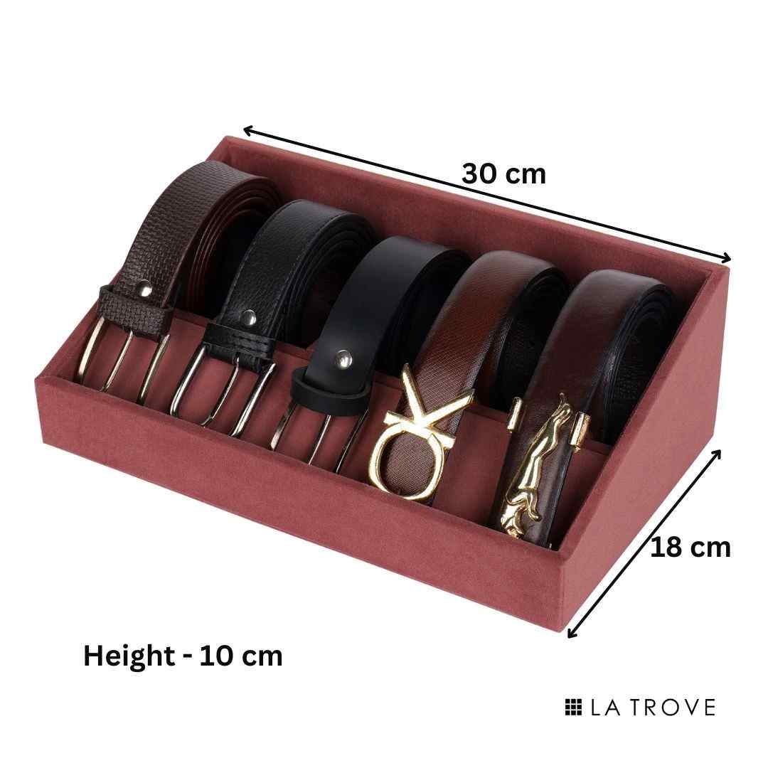 5 Slot Luxury Velvet Belt Tray