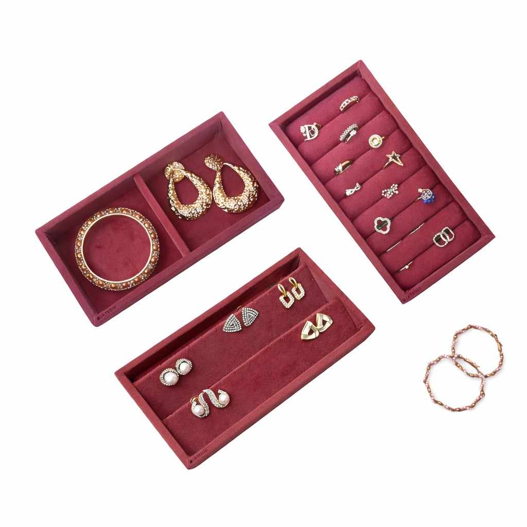Mini Jewellery Tray Set – Ring, Earring & 2 Grid Organizer