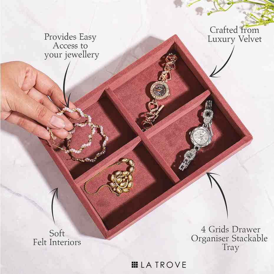 Luxury Small 4 Grids Jewellery Tray