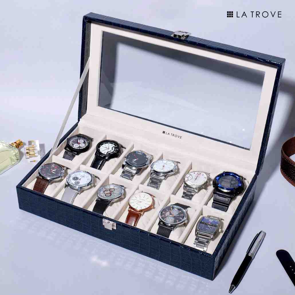 12 Slot Watch Box ( With Glass Top)
