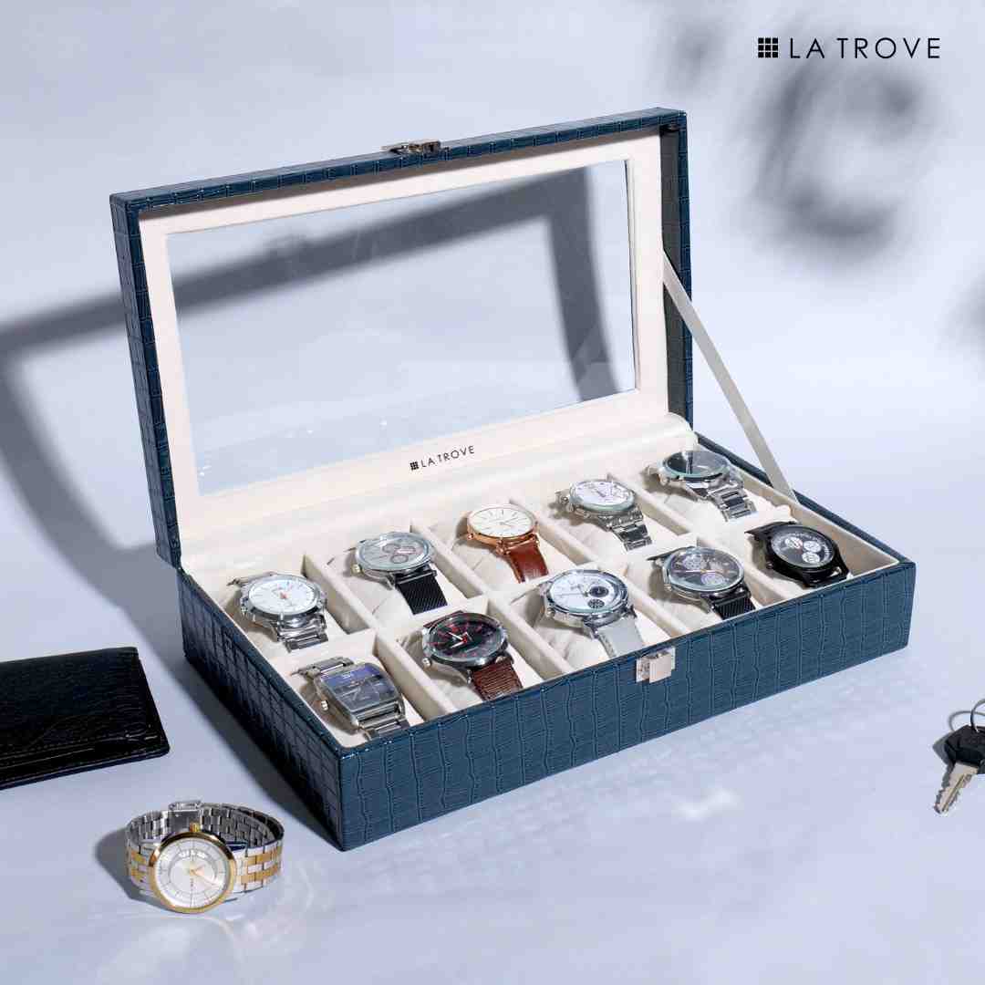 10 Slot Watch Box (With Glass Top)
