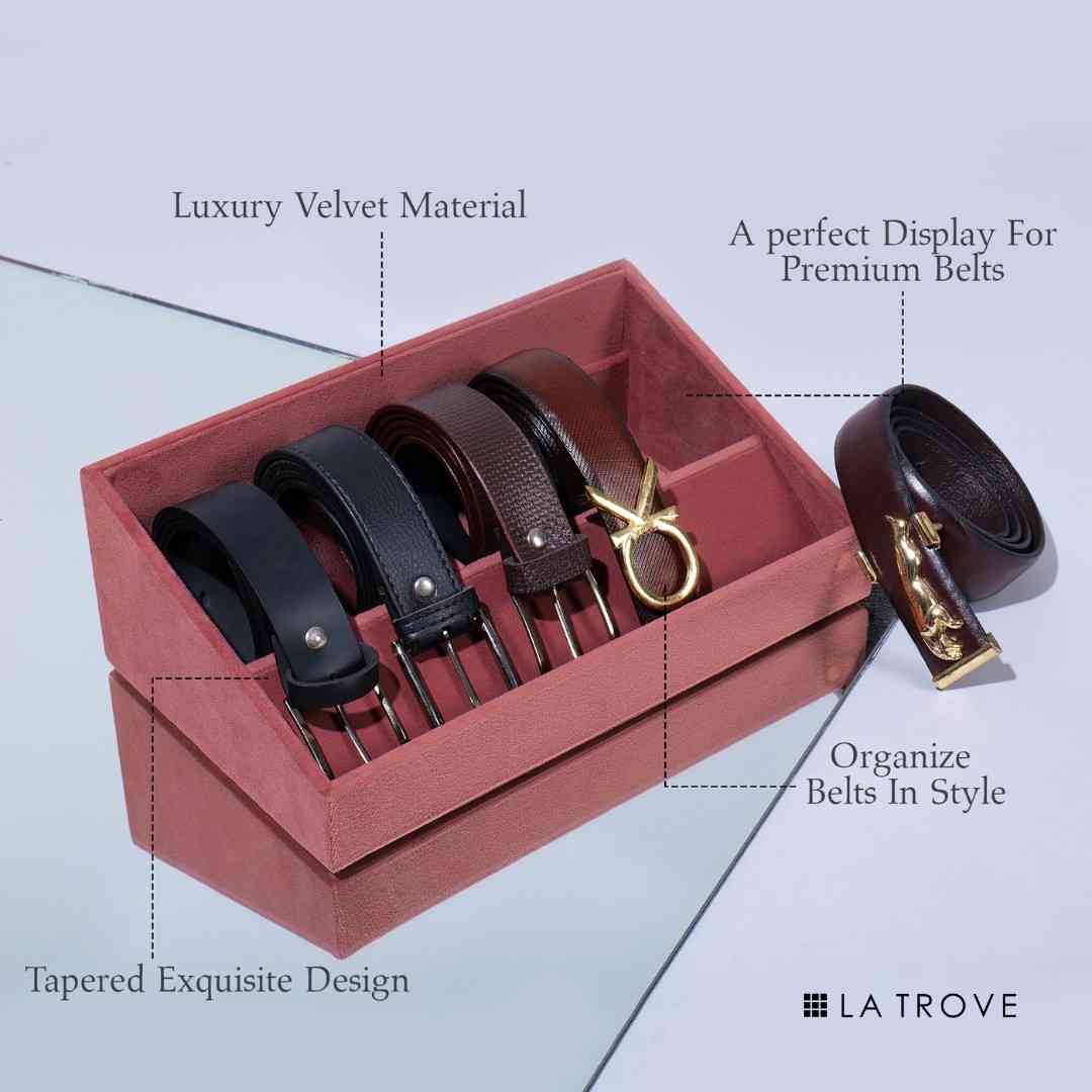 5 Slot Luxury Velvet Belt Tray