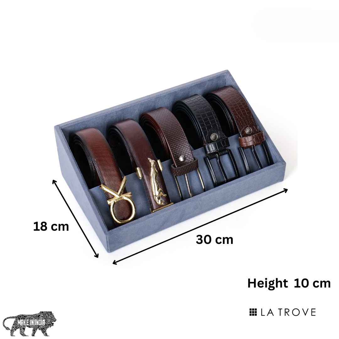 5 Slot Luxury Velvet Belt Tray