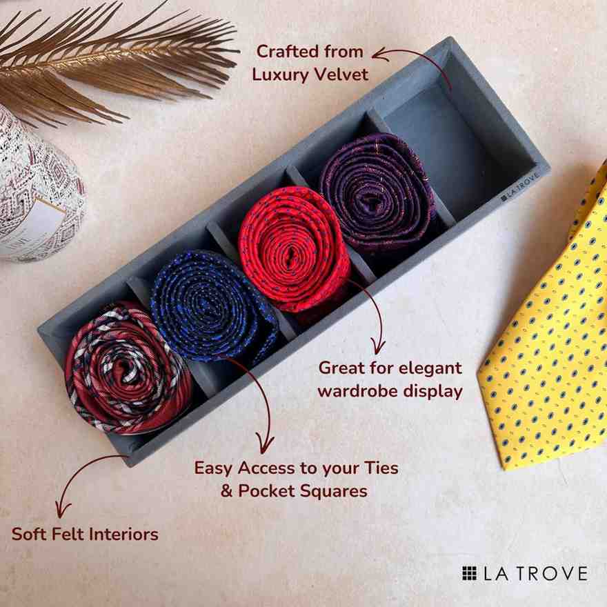 5 Slot Tie & Pocket Square Tray (Sleek)