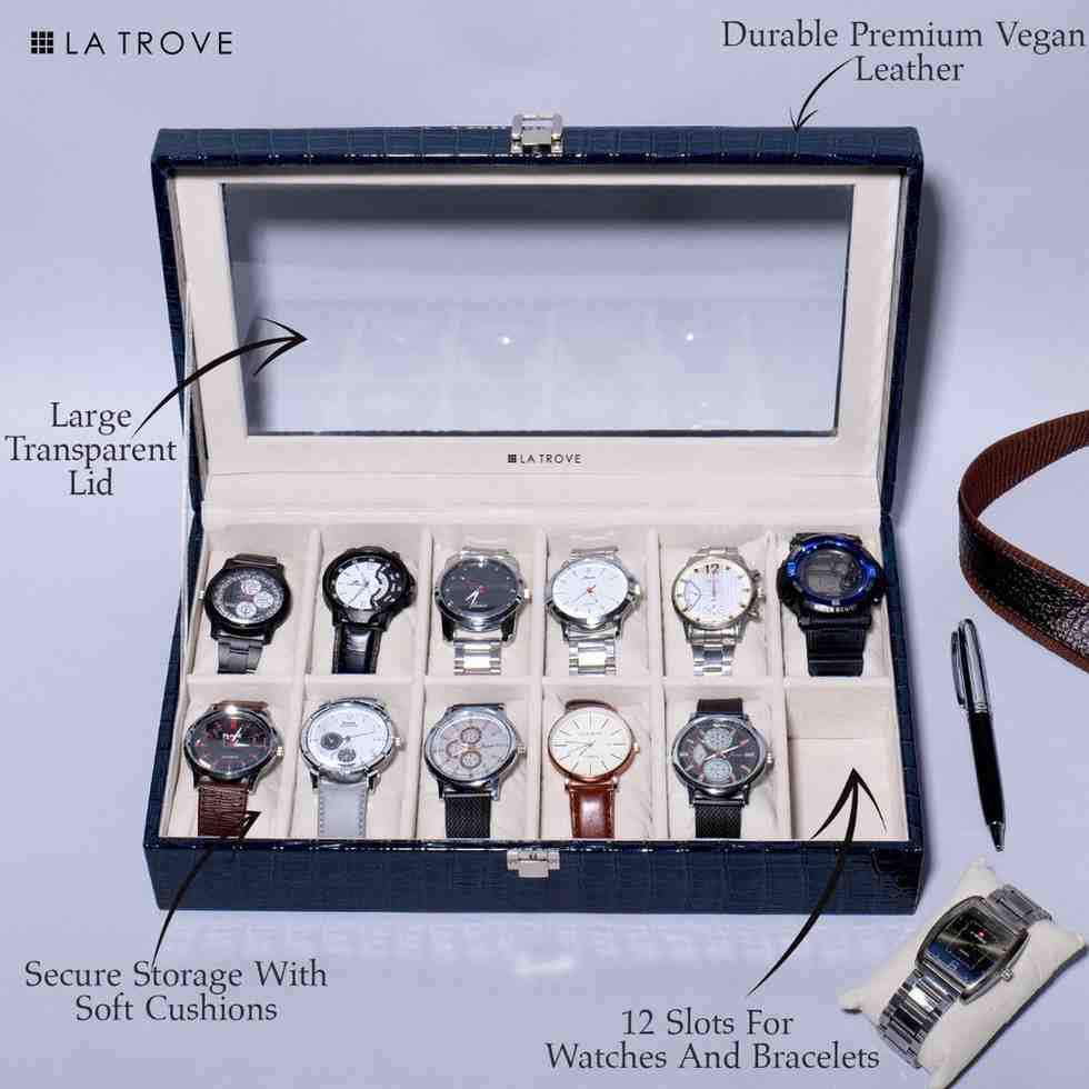 12 Slot Watch Box ( With Glass Top)