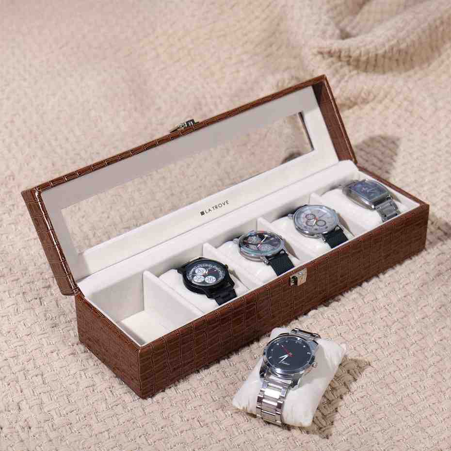 5 Slot Watch Box (With Glass Top)