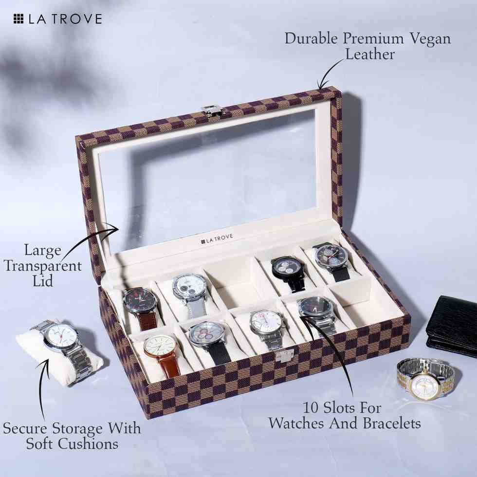 10 Slot Watch Box (With Glass Top)
