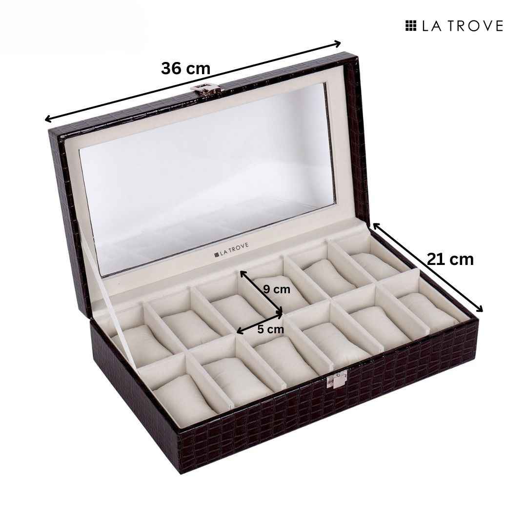 12 Slot Watch Box ( With Glass Top)