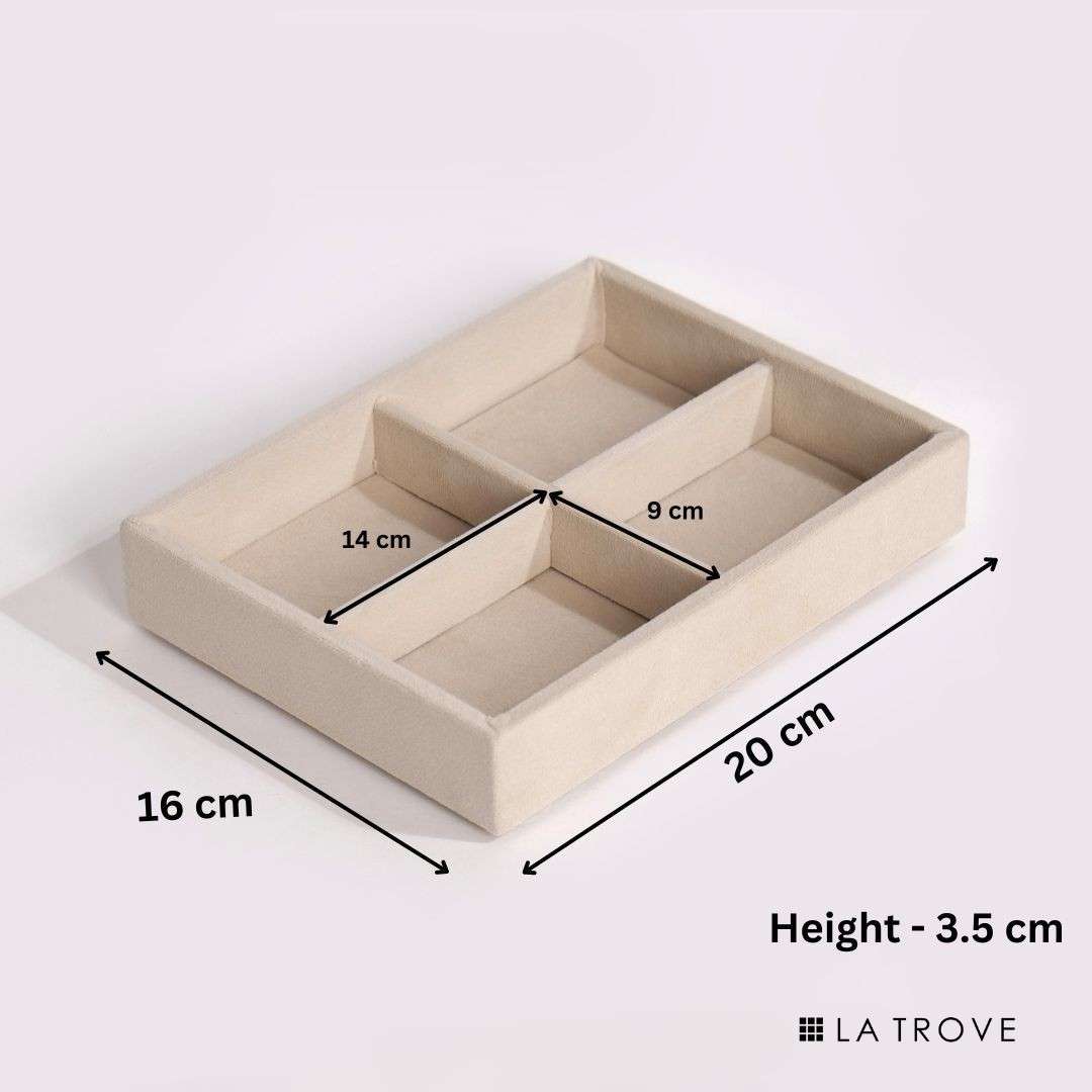 Dimensions of La Trove Luxury Small Plain Jewellery Tray for wardrobe drawer and dresser jewellery storage