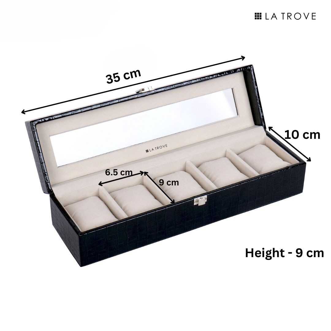 5 Slot Watch Box (With Glass Top)