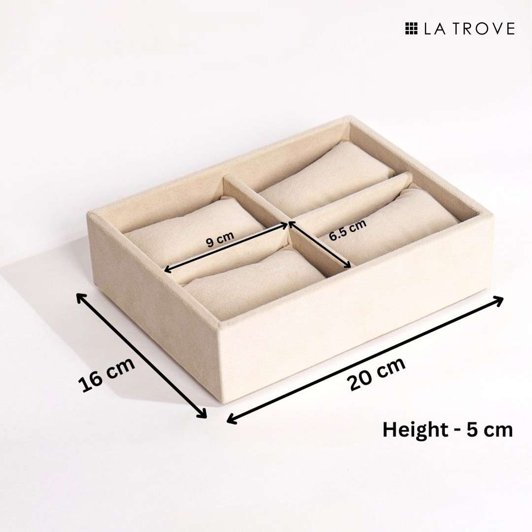 4 Slot Watch Tray Organiser for Drawer & Dresser – Premium Velvet Storage
